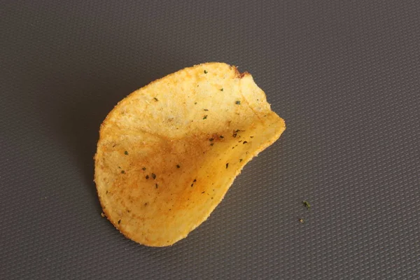 Ein Kartoffelchips Makro Foto Hintergrund Leckerer Snack — Stockfoto