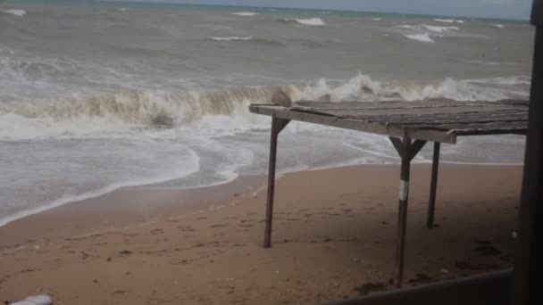 Шторм Черном Море Плохая Погода Сильный Ветер Пятибалльная Шкала Опасности — стоковое видео