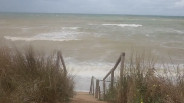 Tempestade Mar Negro Mau Tempo Vento Forte Escala Perigo Cinco — Vídeo de Stock