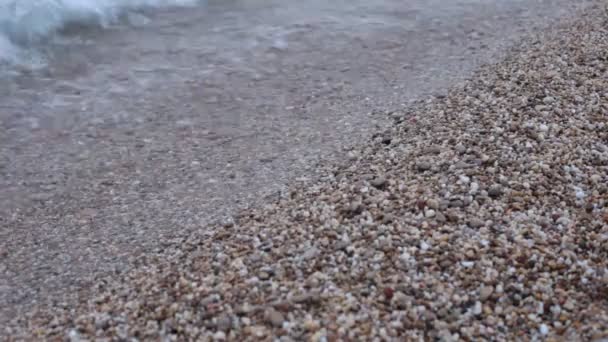 Deniz Kıyısında Küçük Dalgalar Çakıl Plaj Gelgit — Stok video