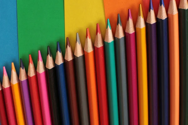 Lápices Colores Para Dibujo Creatividad Brillante Arco Iris Equipo Escuela — Foto de Stock