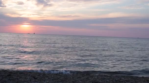 Svítání Malé Vlny Moři Video Pro Meditaci Relaxaci Nádherný Západ — Stock video