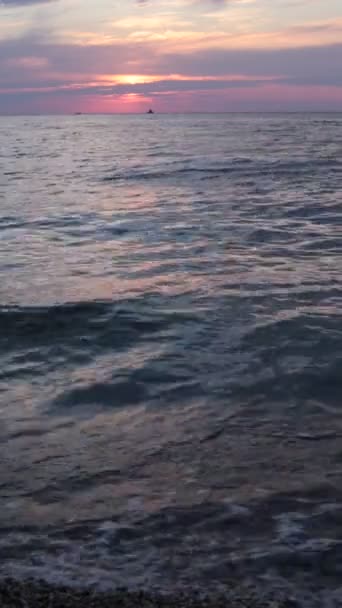 Coucher Soleil Petites Vagues Mer Vidéo Pour Méditation Détente — Video