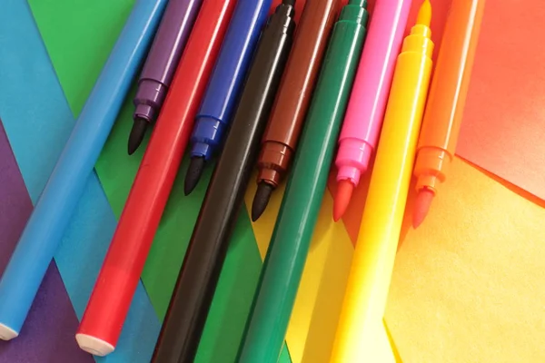 Set of felt-tip pens of different bright colors, a lot of markers for the artist school supplies