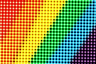 Mor, yeşil, siyan, turuncu, sarı, mavi ve kırmızı renkler ve soyut desen moda tonları parlak gökkuşağı arka plan illüstrasyon