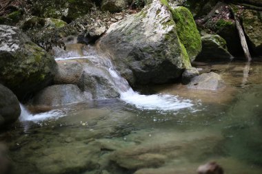 craggy ve kayalık arazi ve küçük şelaleler, güzel canlı doğa