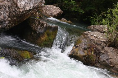 craggy ve kayalık arazi ve küçük şelaleler, güzel canlı doğa