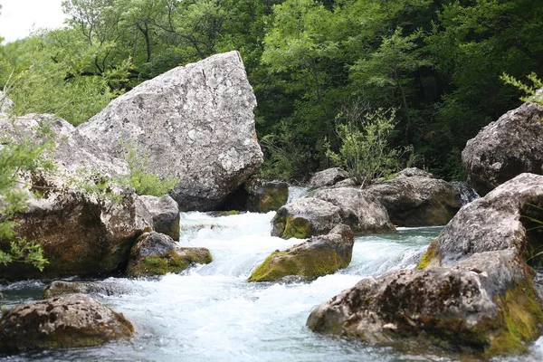 Скелястий Скелястий Рельєф Дрібні Водоспади Красива Жива Природа — стокове фото