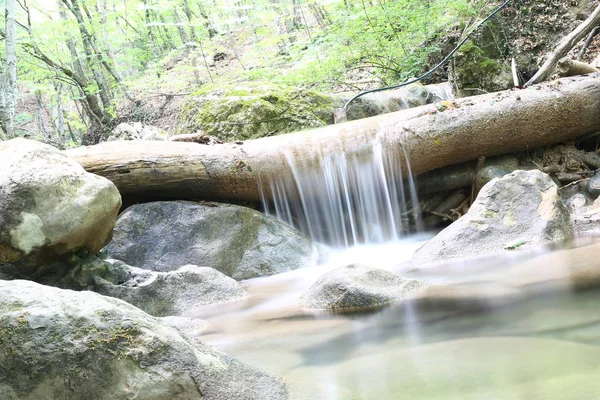 Terreno Escarpado Rocoso Pequeñas Cascadas Hermosa Naturaleza Viva —  Fotos de Stock