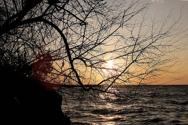 Світанок Біля Моря Миру Пейзажу Захід Сонця Океанським Балансом Релаксацією — стокове фото