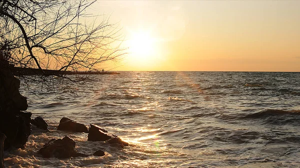 Dawn Ved Havet Fred Fra Landskabet Solnedgang Ved Havets Balance - Stock-foto