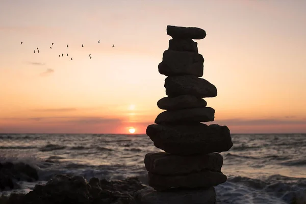 黎明从风景的宁静海洋 日落的海洋平衡和放松 — 图库照片