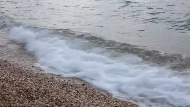 Background Meditation Pebble Beach Big Waves — Stock Video