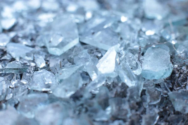 Muchos Fragmentos Vidrio Micro Como Fondo Pequeños Trozos Hielo Macro — Foto de Stock