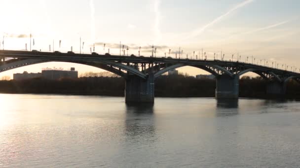 Nizjnij Novgorod Volgaregionen Ryssland Oktober 2019 Motorvägsbron Över Floden Oka — Stockvideo