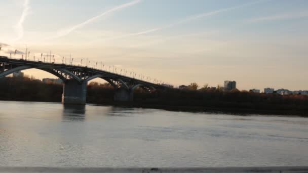 Nizhny Novgorod Wolgagebiet Russland Oktober 2019 Autobahnbrücke Über Den Fluss — Stockvideo