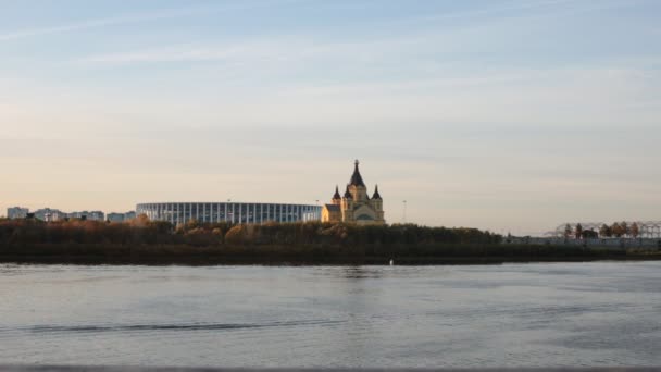 Nizhny Novgorod Περιοχή Βόλγα Ρωσία Οκτωβρίου 2019 Γέφυρα Αυτοκινητοδρόμου Πάνω — Αρχείο Βίντεο