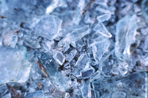 Trozos Hielo Fondo Ilm Trozos Pequeños Vidrio Macro Vista Teñida — Foto de Stock