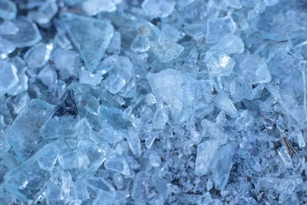 Trozos Hielo Fondo Ilm Trozos Pequeños Vidrio Macro Vista Teñida — Foto de Stock