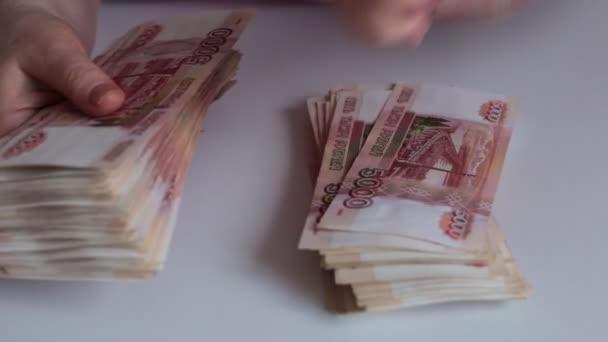 Set Freshly Printed Russian Bills 000 Rubles — Stock Video