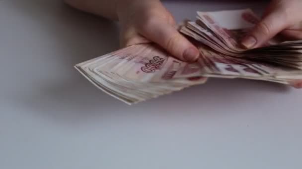 Set Freshly Printed Russian Bills 000 Rubles — Stock Video