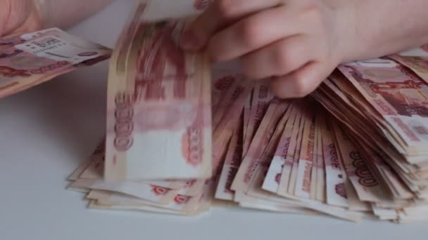 Set Freshly Printed Russian Bills 000 Rubles — Stock Video