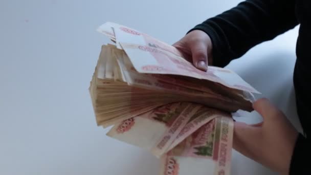 Yeni Basılmış Rus Banknotları 000 Ruble — Stok video