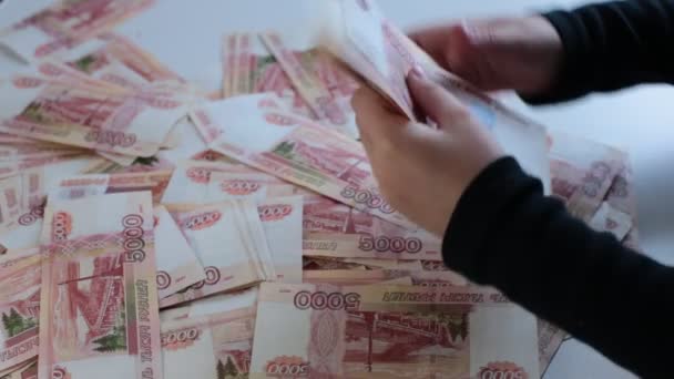 Set Tagihan Rusia Yang Baru Dicetak 000 Rubel — Stok Video