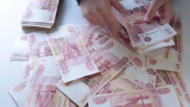 Set Freshly Printed Russian Bills 000 Rubles — Stock Video