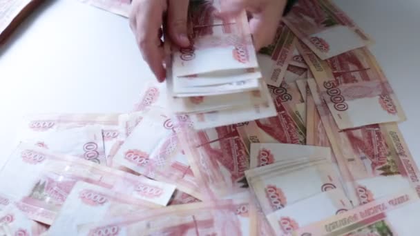 Set Tagihan Rusia Yang Baru Dicetak 000 Rubel — Stok Video