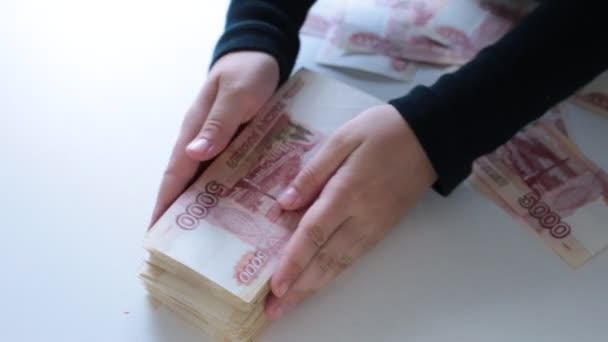 Set Freshly Printed Russian Bills 000 Rubles — Stock Video