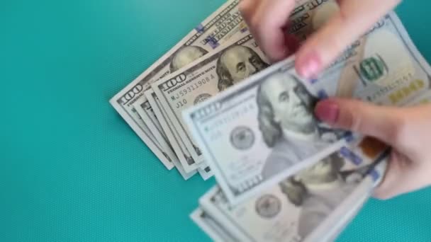 100美元的钞票很多钱 — 图库视频影像