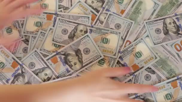 100 Dollar Scheine Viel Geld — Stockvideo