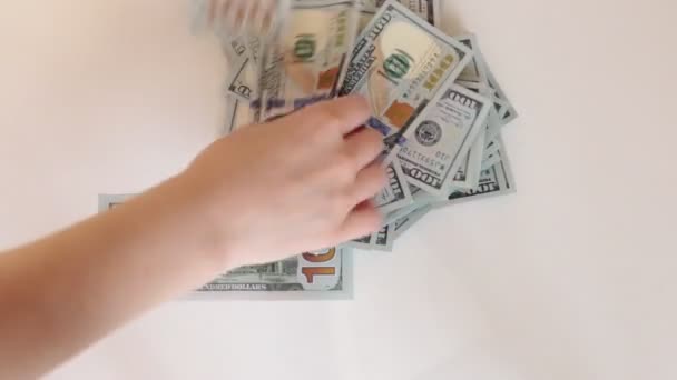 100 Dollar Bills Lot Money — Stock Video