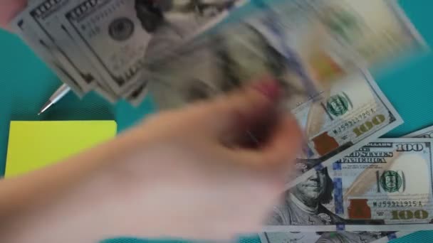 Billetes 100 Dólares Mucho Dinero — Vídeo de stock