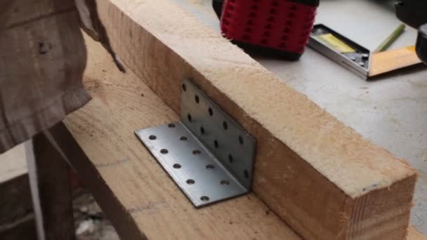 Male Work Wooden Boards — Stock Video