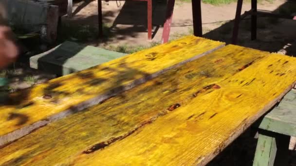 Preparation Boards Construction Men Hands Work Wooden Beams — Stock Video