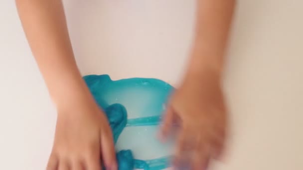 Hands Girl Play Fashion Slime — Stock Video