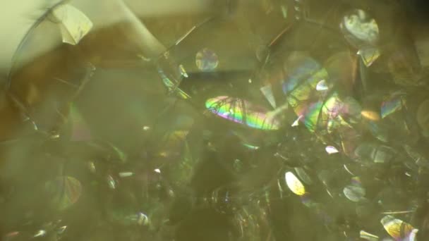 Abstract Macro Video Background Set Soap Bubbles Shards Shiny Shimmering — Stock Video