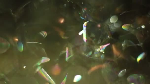 Abstraktes Makro Video Hintergrundset Aus Seifenblasen Scherben Aus Glänzend Schimmerndem — Stockvideo
