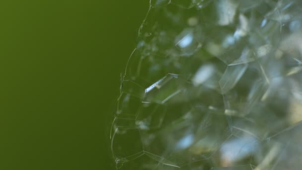 Abstrakt Makro Video Bakgrund Uppsättning Såpbubblor Skärvor Blankt Skimrande Glas — Stockvideo