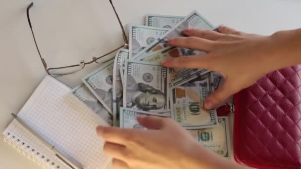 Beaucoup Argent Billets 100 Dollars Comptant Argent Sur Fond Blanc — Video