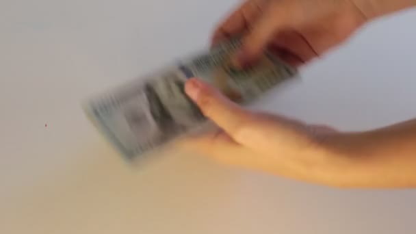 Beaucoup Argent Billets 100 Dollars Comptant Argent Sur Fond Blanc — Video