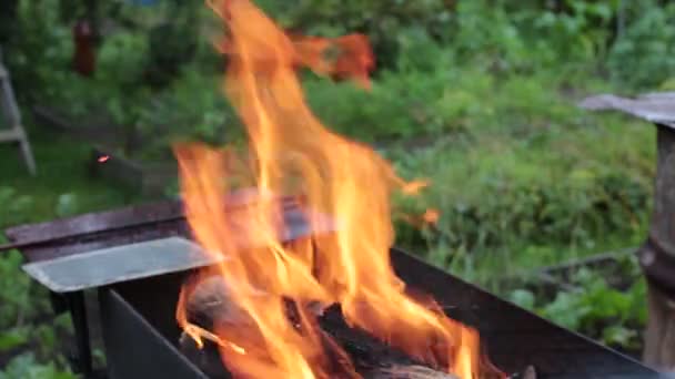 Jasny Płonący Ogień Grillu — Wideo stockowe