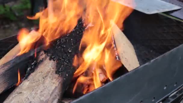 Helder Laaiend Heet Vuur Grill — Stockvideo
