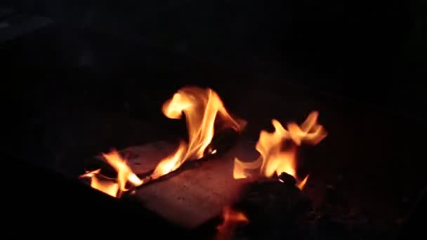 Brillante Fuego Caliente Parrilla — Vídeo de stock