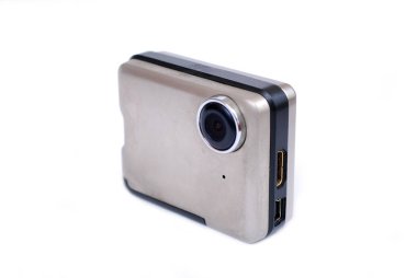 Beyaz arka plan üzerinde gümüş araba Dvr yakın. İzole edilmiş..