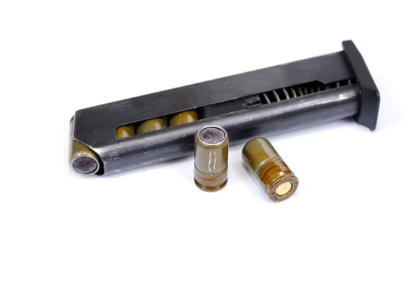 Shop Holder Loaded Cartridges Traumatic Gun Two Boss Lying Nearby — Stock Photo, Image