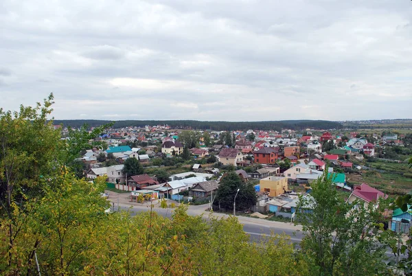 Asentamiento Volzhsky Región Samara Vista Desde Monte Tsarev Kurgan Rusia — Foto de Stock