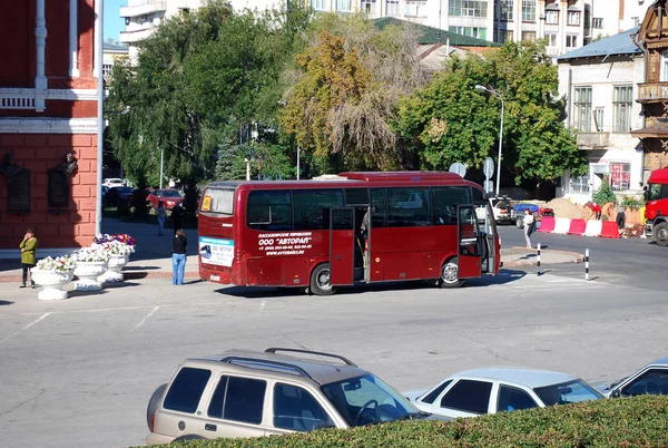 Autobús Turístico Chapayev Square Ciudad Samara Rusia —  Fotos de Stock